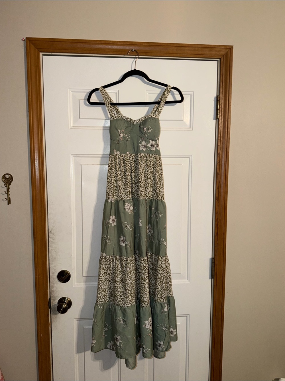 B.O.G Collective Sage Green Floral Tiered Maxi Dress